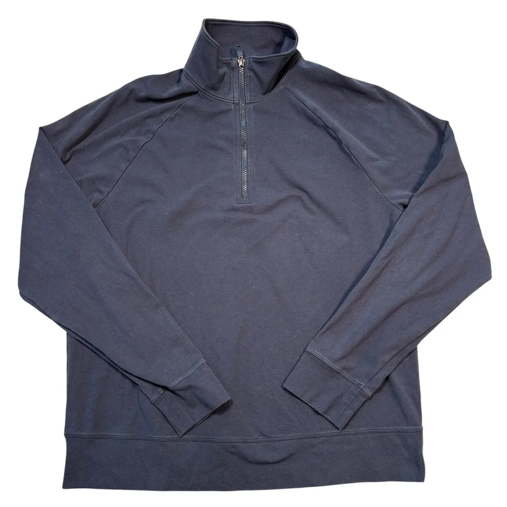 Lululemon Mens Navy Blue Quarter Zip Raglan Pullover Sweatshirt Size Large